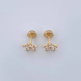 Stud Earrings Flower 0.9gr / White Zircons Yellow Gold 18K $
