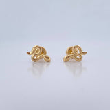 Stud Earrings Snake 0.8gr / Smooth Yellow Gold 18K $