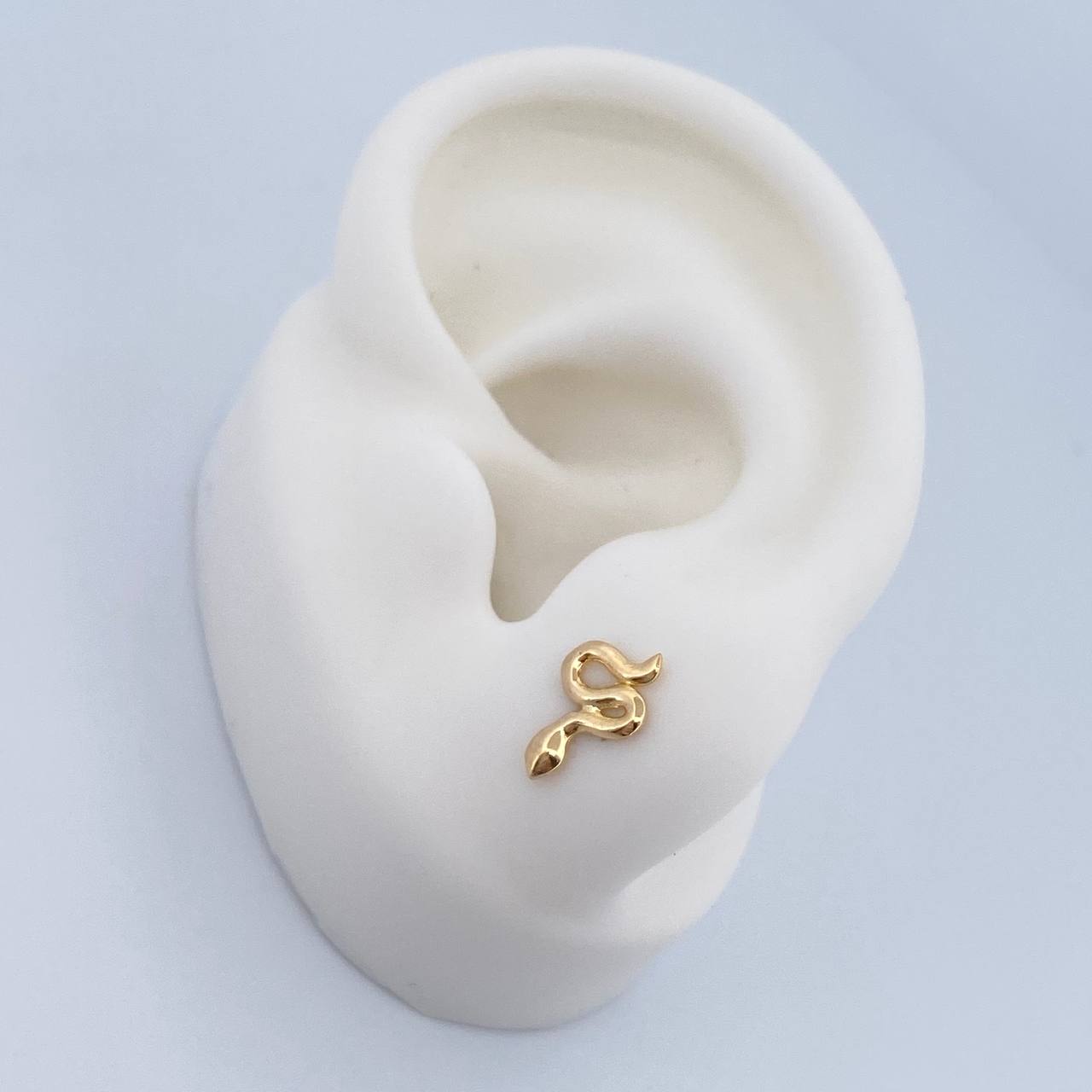 Stud Earrings Snake 0.8gr / Smooth Yellow Gold 18K $