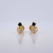Stud Earrings Bow Cat 0.95gr / White Black Zircons Yellow Gold 18K $