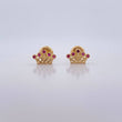Stud Earrings Corona 0.85gr / Fuchsia Zircons Yellow Gold 18K $