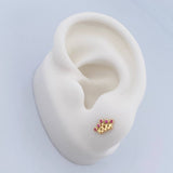 Stud Earrings Corona 0.85gr / Fuchsia Zircons Yellow Gold 18K $