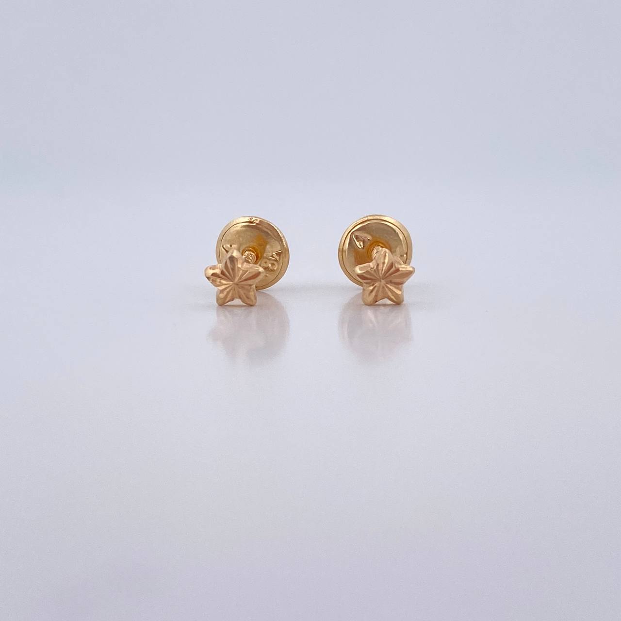 Stud Earrings Star 0.45gr / Diamond Cut Yellow Gold 18K $