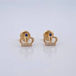 Stud Earrings Real Crown 0.95gr / White Zircons Blue Yellow Gold 18K $