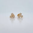 Stud Earrings Trio Flowers 1.05gr / White Zircons Yellow Gold 18K $