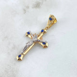 Pendant Cruz Cristo 5gr / 4.9cm / Crown Thorns Blue Zircons King Three 18K Gold