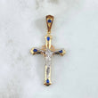 Pendant Cruz Cristo 5gr / 4.9cm / Crown Thorns Blue Zircons King Three 18K Gold