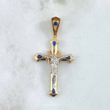 Pendant Cruz Cristo 5gr / 4.9cm / Crown Thorns Blue Zircons King Three 18K Gold