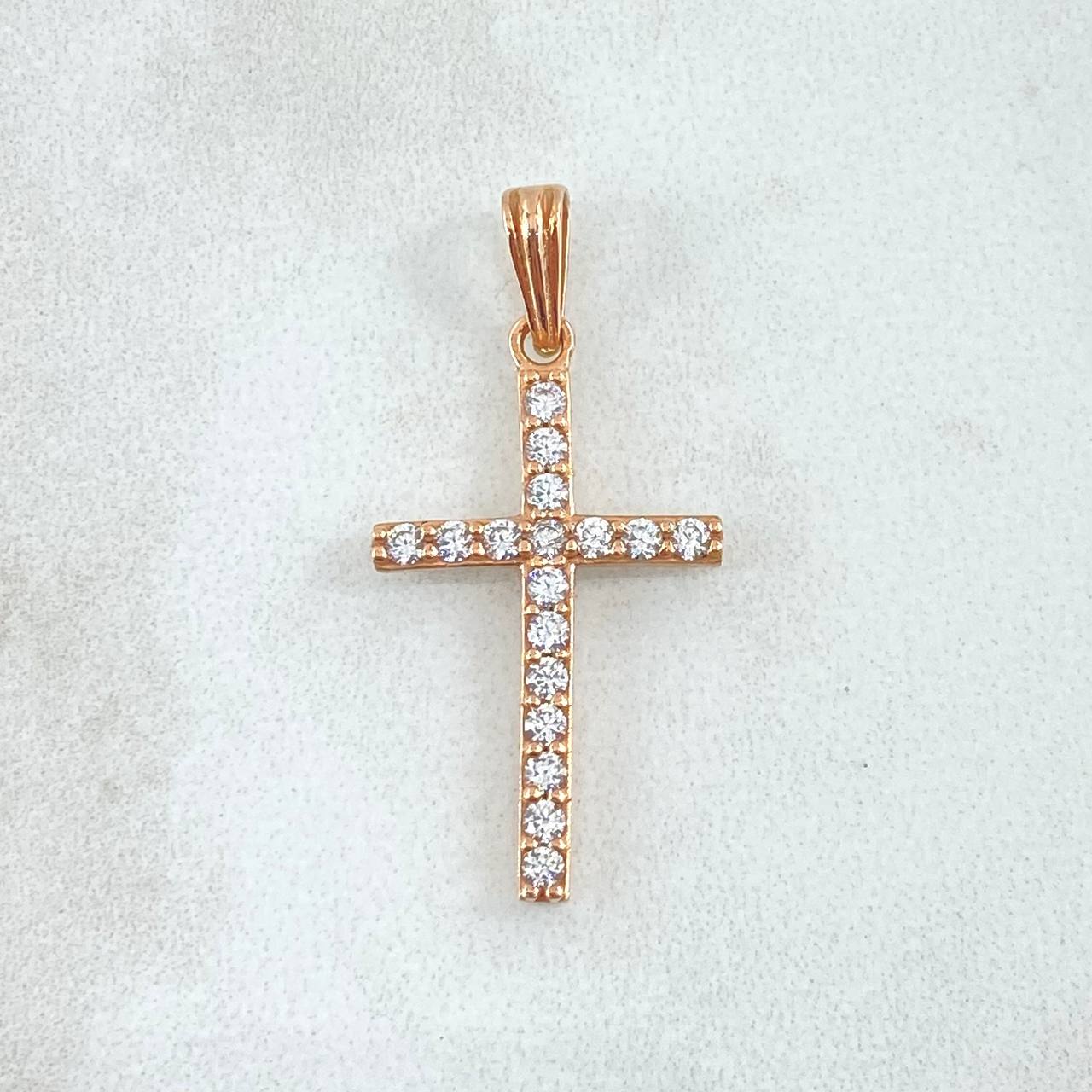 Pendant Cross Tupida 1.6gr / 3cm / White Zircons 18K Rose Gold *
