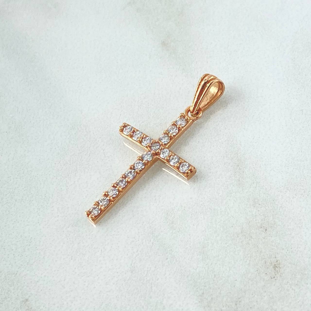 Pendant Cross Tupida 1.6gr / 3cm / White Zircons 18K Rose Gold *