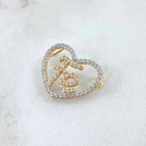 Pendant Heart Faith 1.65gr / 1.5cm / Without Charger - White Zircons 18K Yellow Gold *