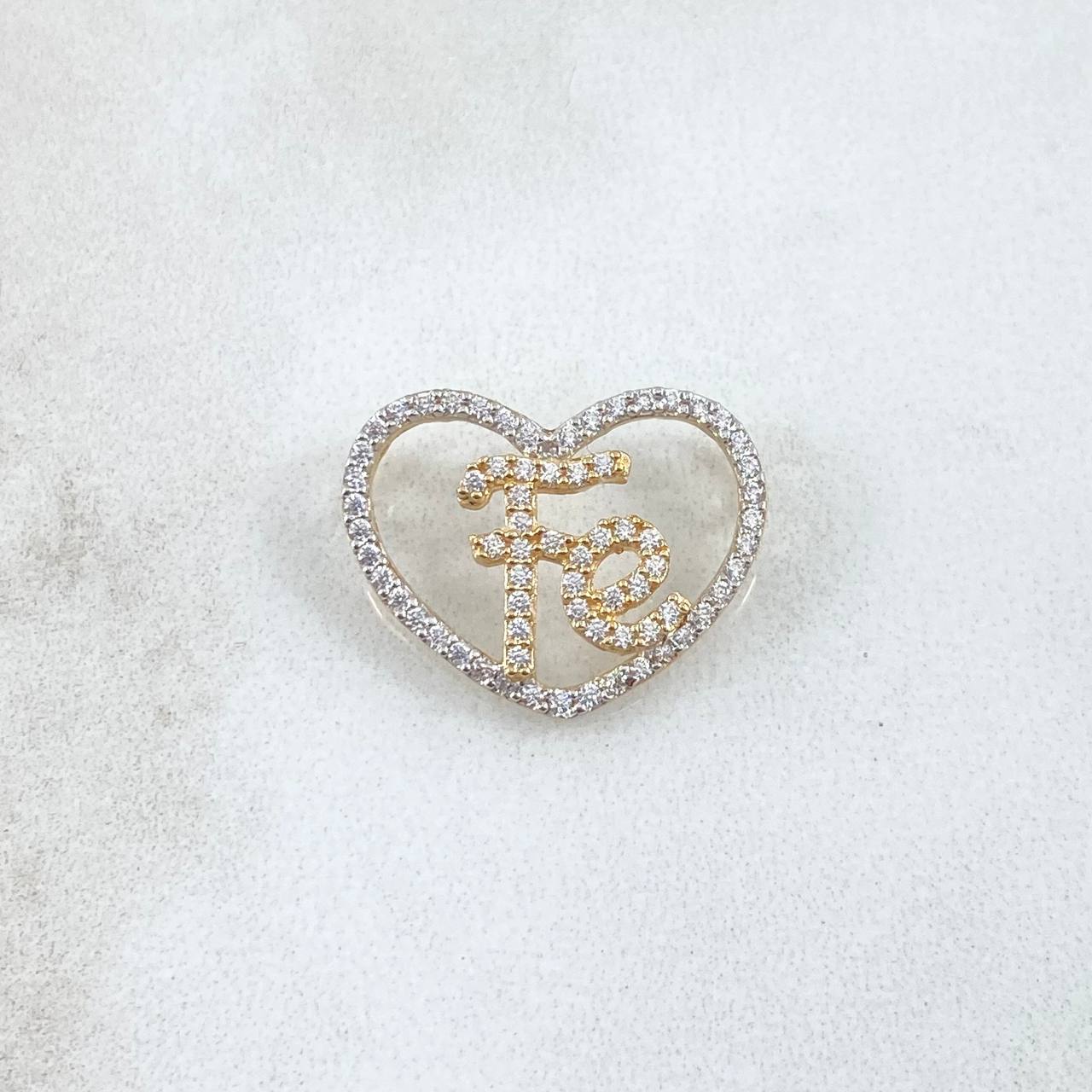 Pendant Heart Faith 1.65gr / 1.5cm / Without Charger - White Zircons 18K Yellow Gold *
