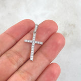 Dije Cruz 1.6gr / 3cm / Circones Blancos Oro Blanco 18K ©