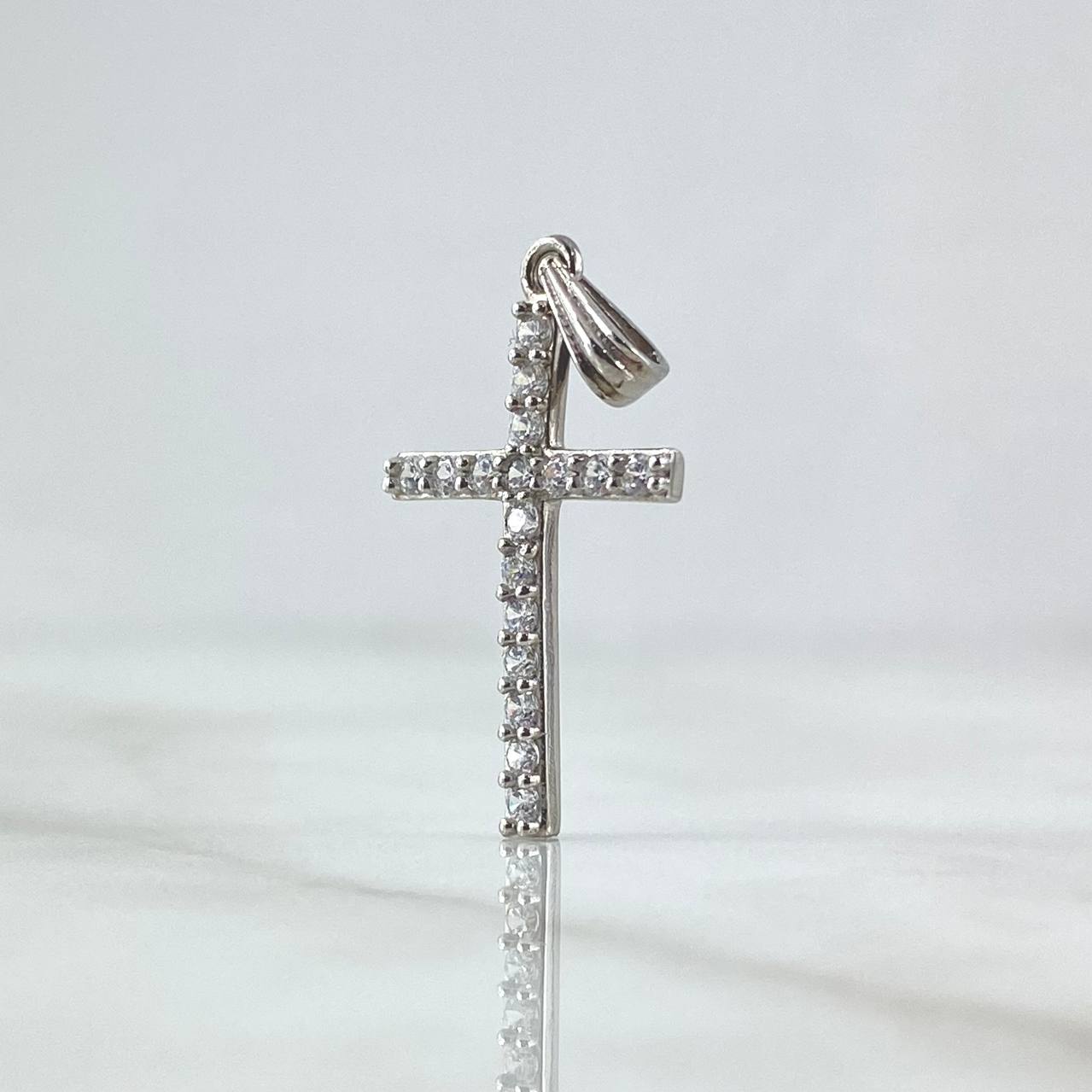 Dije Cruz 1.6gr / 3cm / Circones Blancos Oro Blanco 18K ©