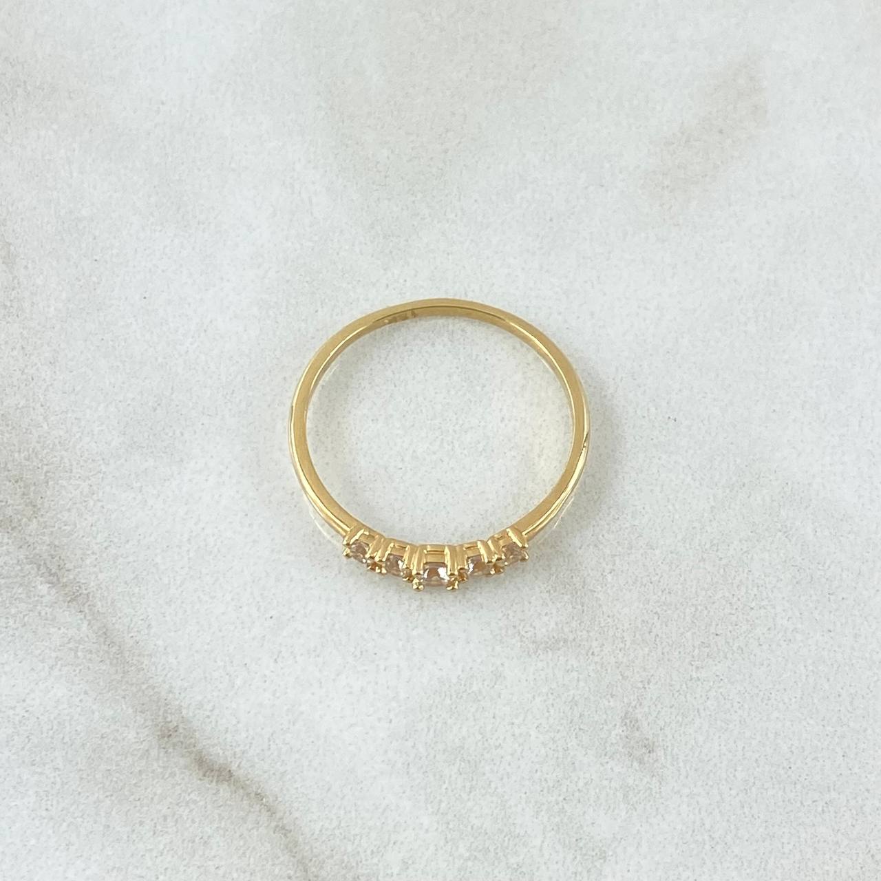 Penta Stone Ring 1.3gr / Size 7 1/4 / White Zircons 18K Yellow Gold