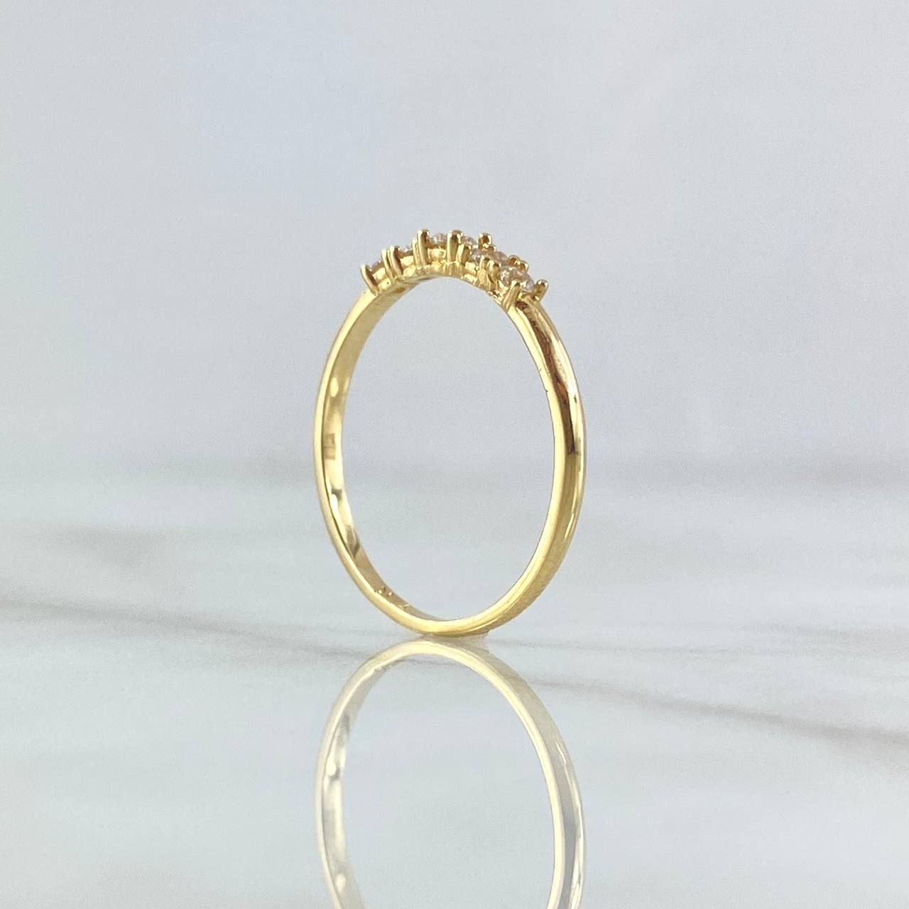 Penta Stone Ring 1.3gr / Size 7 1/4 / White Zircons 18K Yellow Gold