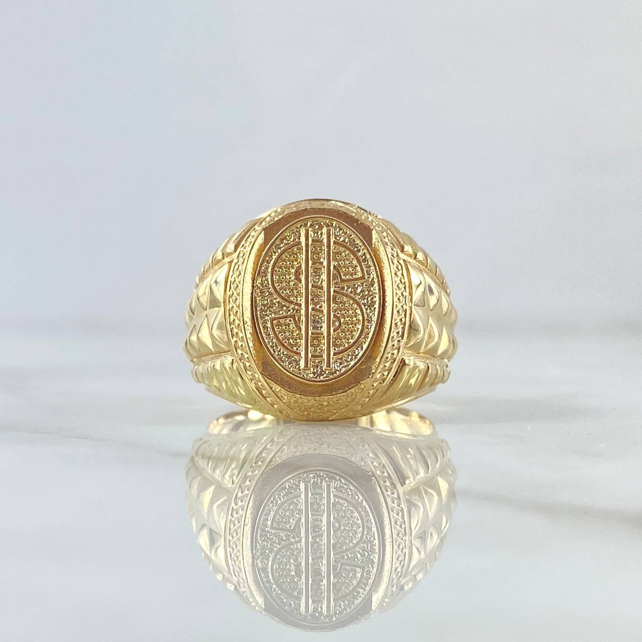 Signet Ring Dollar Sign 6.95gr / T10 / 18K Yellow Gold