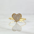 Flat Heart Ring 1.95gr / Size 6 3/4 / White Zircons 18K Yellow Gold