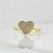 Flat Heart Ring 1.9gr / T5 / White Zircons 18K Yellow Gold