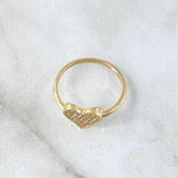 Flat Heart Ring 1.95gr / Size 6 3/4 / White Zircons 18K Yellow Gold