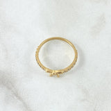 Bow Ring In Half Bezel 1.7gr / Size 7 / White Zircons 18K Yellow Gold