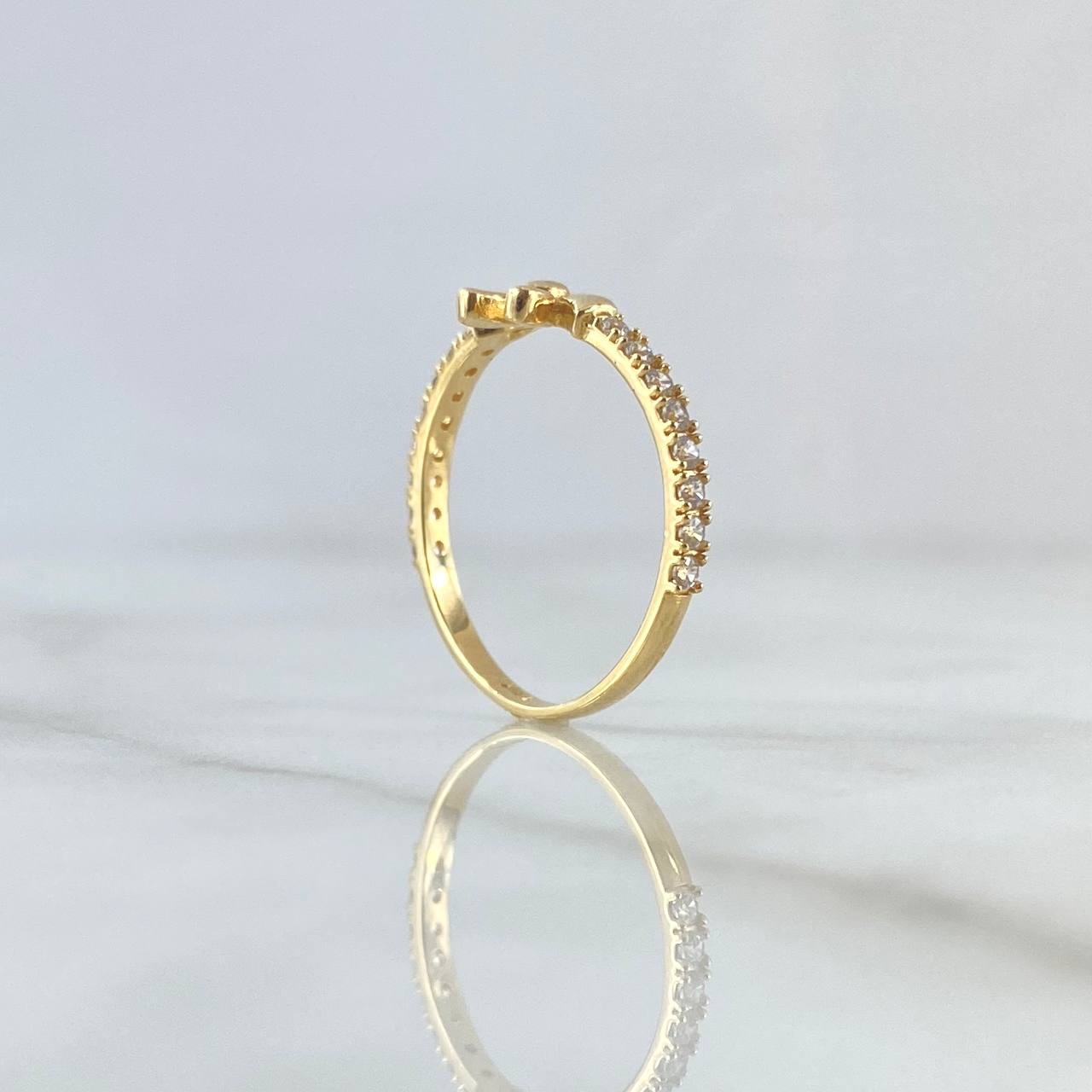 Bow Ring In Half Churumbela 1.7gr / Size 5 1/2 / White Zircons 18K Yellow Gold