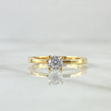 Straight Solitaire Ring 2.9gr / Size 7 3/4 / White Zircon Yellow Gold 18K