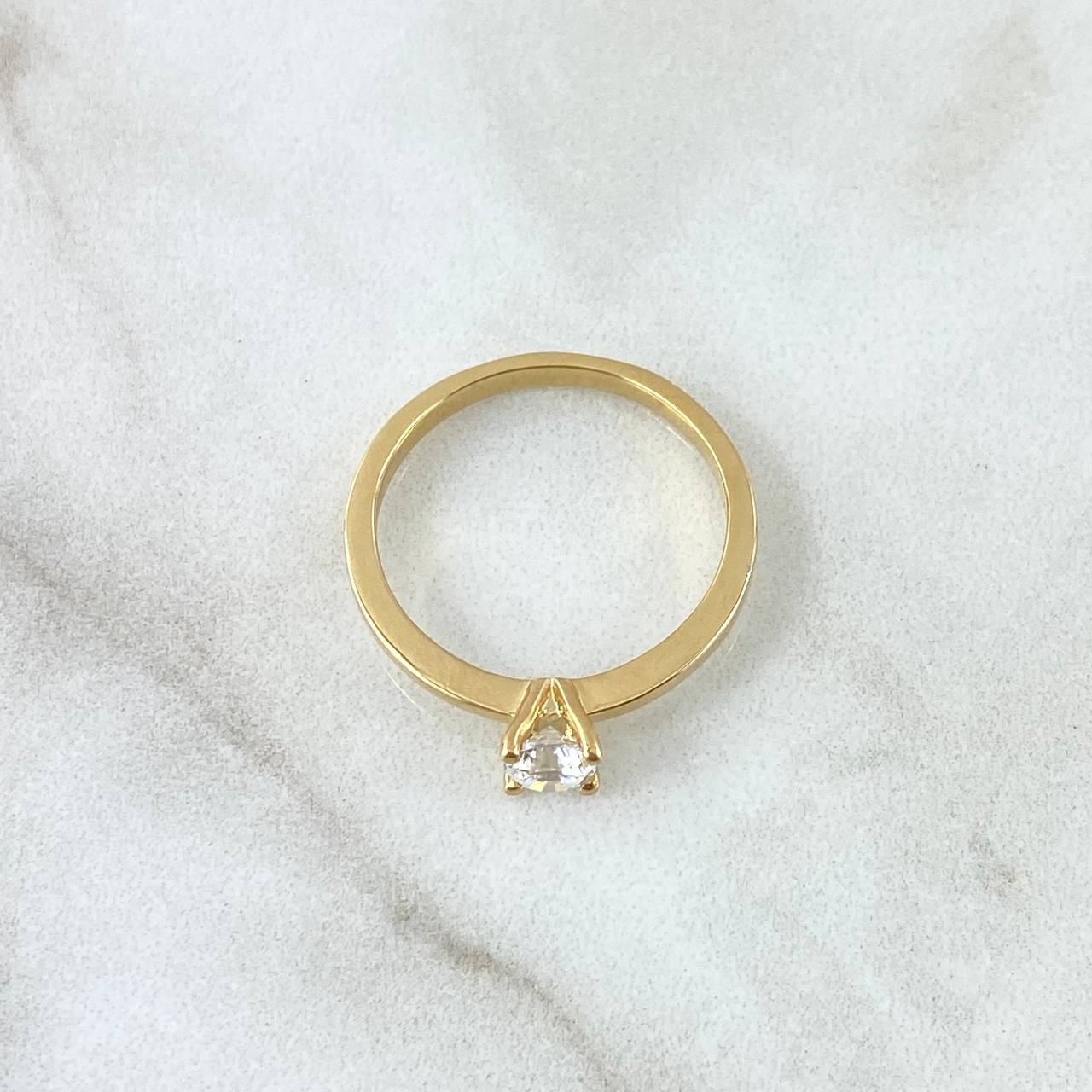 Straight Solitaire Ring 2.9gr / Size 7 3/4 / White Zircon Yellow Gold 18K