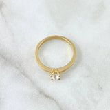 Straight Solitaire Ring 2.9gr / Size 7 3/4 / White Zircon Yellow Gold 18K