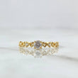Ring Solitaire - Interspersed Hearts 1.45gr / Size 7 1/2 / White Zircons 18K Yellow Gold