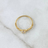 Ring Solitaire - Interspersed Hearts 1.45gr / Size 7 1/2 / White Zircons 18K Yellow Gold