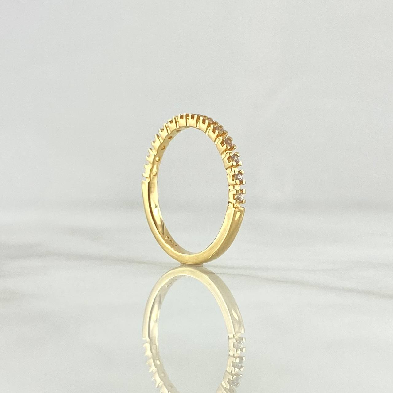 Half Eternity Ring 1.95gr / Size 5 1/4 / White Zircons 18K Yellow Gold ©