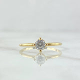 Ring Solitaire Delicate 1.7gr / Size 7 1/2 / White Zircon Yellow Gold 18K