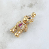 Pendant Articulated Bear Crown Necklace 9.05gr / 4cm / White Fuchsia Black Zircons Two Yellows White Gold