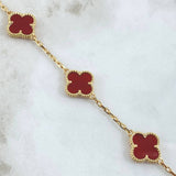 Pulso Aro Seguido Trébol VCyA Gradual 13.85gr / 22cm / 2.3mm Ambar Rojo Oro Amarillo  18K ©