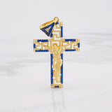 Tribal Christ Cross Pendant 9.8g / 2 1/2 in Yellow Gold 18K