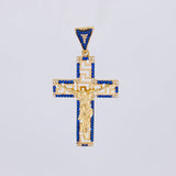 Tribal Christ Cross Pendant 9.8g / 2 1/2 in Yellow Gold 18K