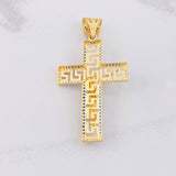 Tribal Christ Cross Pendant 9.8g / 2 1/2 in Yellow Gold 18K