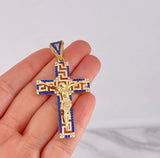 Tribal Christ Cross Pendant 9.8g / 2 1/2 in Yellow Gold 18K