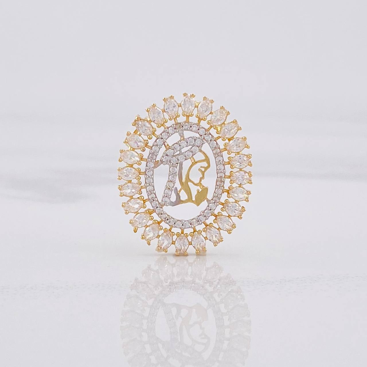 Dije Virgen María 2.95g / 1 in Dos Oros Amarillo Blanco 18K