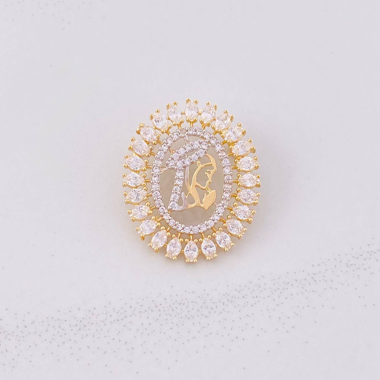 Dije Virgen María 2.95g / 1 in Dos Oros Amarillo Blanco 18K