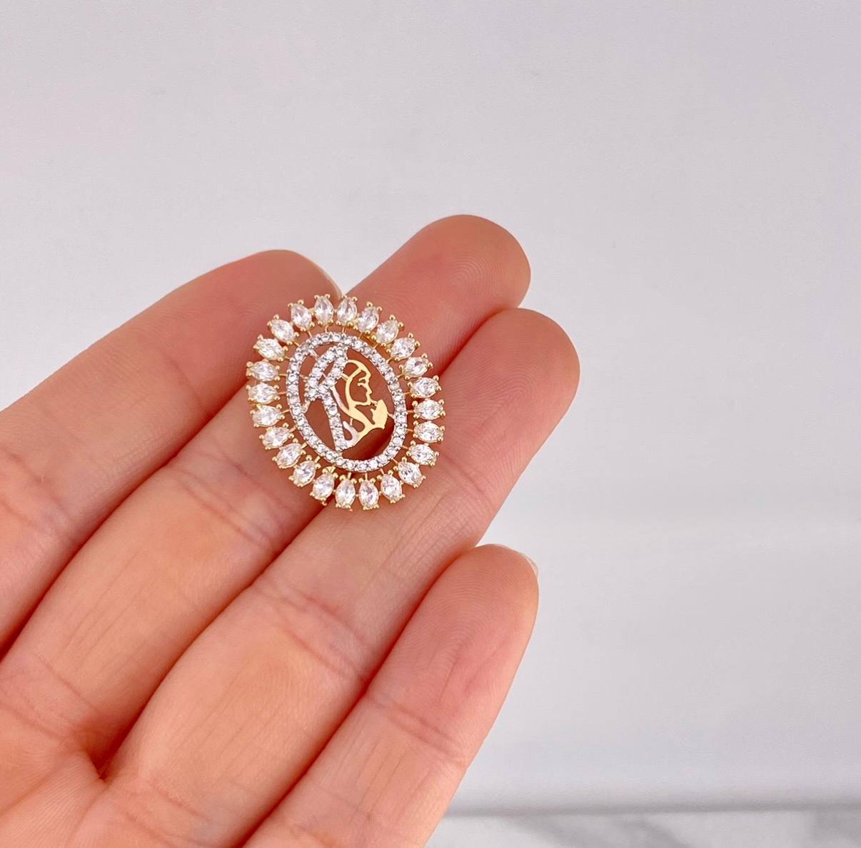 Dije Virgen María 2.95g / 1 in Dos Oros Amarillo Blanco 18K
