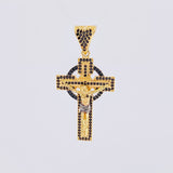 Dije Cruz Cristo Onyx 6.6g / 1 3/4 in Dos Oros Negro Amarillo 18K