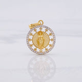 Virgin of Guadalupe Sparkles Pendant 2.85g / 1 in Two-Tone Yellow White Gold 18K