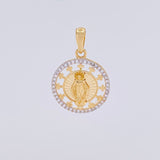 Virgin of Guadalupe Sparkles Pendant 2.85g / 1 in Two-Tone Yellow White Gold 18K