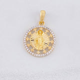Virgin of Guadalupe Sparkles Pendant 2.85g / 1 in Two-Tone Yellow White Gold 18K