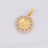 Virgin of Guadalupe Sparkles Pendant 2.85g / 1 in Two-Tone Yellow White Gold 18K