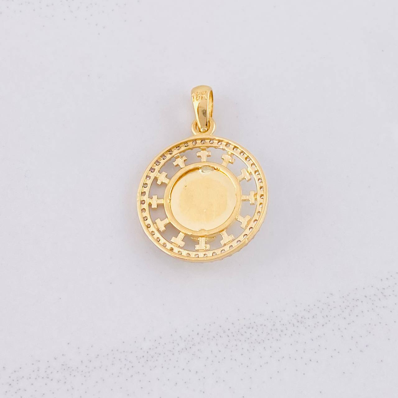 Virgin of Guadalupe Sparkles Pendant 2.85g / 1 in Two-Tone Yellow White Gold 18K