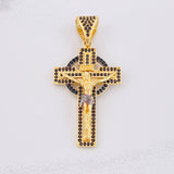 Dije Cruz Cristo Onyx 6.6g / 1 3/4 in Dos Oros Negro Amarillo 18K