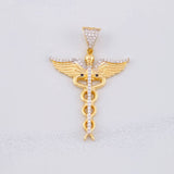 Dije Caduceo Alas 5.65g / 1 3/4 in Dos Oros Amarillo Blanco 18K